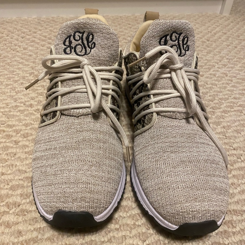 Tan Snake Print Sneakers Women’s 10